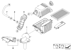 Tłumik szmerów ssania/wkład filtra (13_1171) dla MINI R53 Cooper S 3-drzwiowy USA