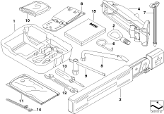 Komplet narzędzi/podnośnik samoch. (71_0238) dla MINI Cabrio R52 Cooper S Cabrio USA