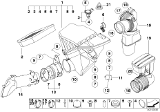 Tłumik szmerów ssania/wkład filtra/HFM (13_1029) dla BMW 5' E61 LCI 525i Tou ECE
