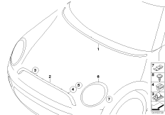 Zewnętrzne osłony / Kratka ozdobna (51_6235) dla MINI Cabrio R57 LCI Cooper D 1.6 Cabrio ECE