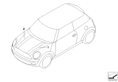 Doposaż. w paski ozdobne przedn. pokrywy (03_0846) dla MINI Cabrio R57 Coop.S JCW Cabrio USA