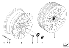 BMW light alloy wheel, V-spoke 206 (36_1013) dla BMW X3 E83 LCI X3 3.0sd SAV ECE