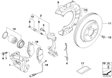 Hamulec przód-okładzina-czujnik (34_1134) dla MINI Cabrio R52 Cooper Cabrio USA