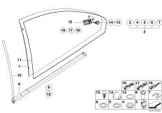 Mechanizm szyby drzwi tylnych (51_3687) dla BMW 3' E46 320Ci Cou ECE