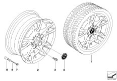 BMW light alloy wheel, V-spoke 255 (36_1053) dla BMW 1' E87 LCI 116i 2.0 5-d ECE