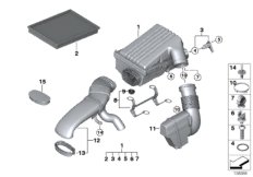 Tłumik szmerów ssania/wkład filtra/HFM (13_1207) dla BMW X5 E70 X5 3.0si SAV USA