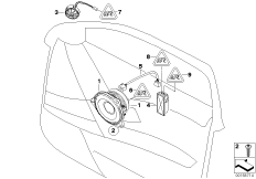Ind. system audio drzwi przednich (65_1739) dla BMW 5' E61 LCI 520d Tou ECE
