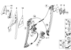 Mechanizm szyby drzwi przednich (51_6086) dla BMW 3' E92 330d Cou ECE