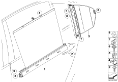 Roleta przeciwsłoneczna drzwi tylna (51_6580) dla BMW 5' E61 LCI 550i Tou ECE