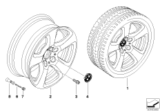 BMW LA wheel, start spoke 243 (36_1091) dla BMW 5' E60 550i Lim ECE