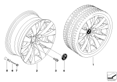 BMW light alloy wheel, V-spoke 248 (36_1111) dla BMW 6' E64 LCI 630i Cab ECE