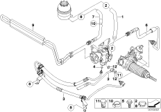 Hydr. układ kier./przewody oleju (32_1652) dla BMW X3 E83 LCI X3 3.0i SAV USA