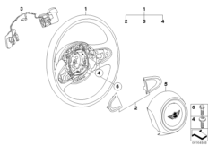 Steering wheel, airbag, shift paddles (32_1671) dla MINI Cabrio R57 Cooper Cabrio ECE