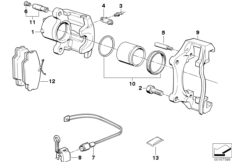 Hamulec przód-okładzina-czujnik (34_0430) dla BMW 3' E30 316i 4-d ECE