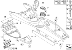 Konsola środkowa/wspornik i obudowy (51_6840) dla BMW 6' E63 LCI 630i Cou ECE