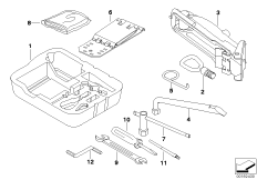 Komplet narzędzi/podnośnik samoch. (71_0430) dla MINI Roadster R59 Coop.S JCW Roadster USA