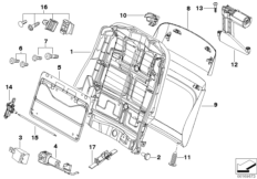 Fotel przedni-rama. oparcia/ściana tyl. (52_3296) dla BMW X3 E83 LCI X3 3.0si SAV EGY