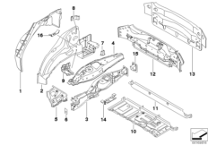 Wnęka koła tylna/elementy podłogi (41_1843) dla BMW X6 E71 X6 40dX SAC ECE