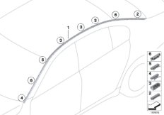 Listwa dachowa ozdobna/Reling dachowy (51_7028) dla BMW 7' F04 Hybrid Hybrid 7 Lim USA