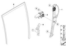 Mechanizm szyby drzwi tylnych (51_6357) dla BMW X5 E70 X5 3.0sd SAV ECE
