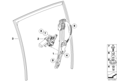 Mechanizm szyby drzwi tylnych (51_6909) dla BMW X6 E71 X6 30dX SAC ECE