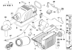 Tłumik szmerów ssania/wkład filtra (13_1170) dla MINI Cabrio R52 Cooper S Cabrio USA