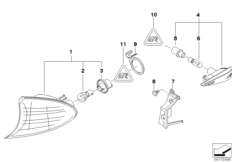 Lampa kierunkowskazu przednia/boczna (63_0731) dla BMW 3' E46 318d Lim ECE