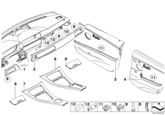 Listwy wewnętrzne satin-silber (51_7097) dla BMW 3' E90 LCI 328xi N51 Lim USA
