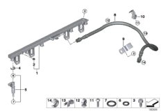 Instalacja wtryskowa/Zawór wtryskowy (13_1186) dla BMW 7' F01 LCI 730i Lim ECE