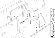 Osłony i uszczelki drzwi tylnych (51_5139) dla BMW X3 E83 X3 2.0i SAV ECE