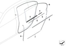 Osłony i uszczelki drzwi tylnych (51_7786) dla BMW 7' F01 750i Lim ECE
