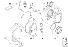Hamulec przód-okładzina-czujnik (34_1698) dla BMW X6 E71 X6 35iX SAC ECE