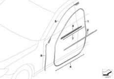 Osłony i uszczelki drzwi przednich (51_7784) dla BMW 7' F04 Hybrid Hybrid 7 Lim USA