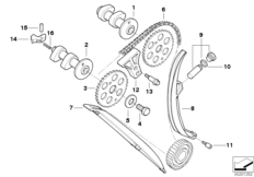 Sterowanie zaworów-wałek rozrządu/Łańc. (11_1861) dla BMW F 650 97 (0166) USA