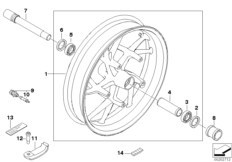 Koło odlewane przednie (36_1414) dla BMW R 1200 R 11 (0400,0490) ECE