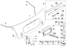 Tylna klapa/poj. części (41_1589) dla MINI Cabrio R52 Cooper Cabrio USA