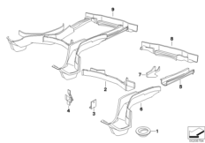 Elementy podłogi, tylne (41_0889) dla BMW 8' E31 840Ci Cou USA