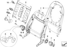 Fotel przedni, rama oparcia (52_2857) dla MINI R50 Cooper 3-drzwiowy USA