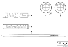 Emblematy / Ciągi napisów (51_7810) dla BMW X6 E72 Hybrid Hybrid X6 SAC USA