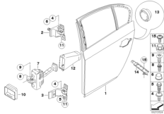 Tylne drzwi - zawias/hamulec drzwi (41_1473) dla BMW 5' E60 LCI 525i Lim ECE