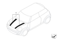 Bonnet stripes (03_1620) dla MINI Cabrio R57 LCI Cooper S Cabrio ECE