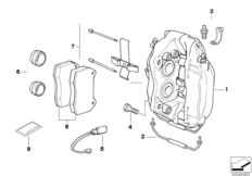 Hamulec przód-okładzina-czujnik (34_0516) dla BMW 7' E38 730i Lim ECE