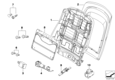 Fotel przedni-rama. oparcia/ściana tyl. (52_3040) dla BMW X3 E83 LCI X3 3.0d SAV ECE