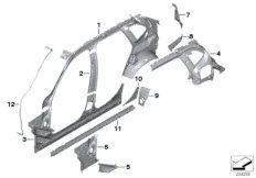 Elementy pojed. szkieletu bocznego (41_1950) dla BMW X1 E84 X1 18dX SAV ECE