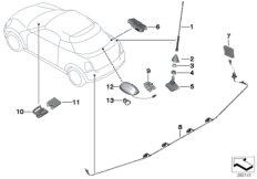 Elementy pojedyncze anteny (65_2354) dla MINI Roadster R59 Coop.S JCW Roadster USA