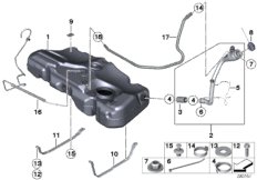 Zbiornik paliwa / Elementy mocujące (16_0828) dla MINI Cabrio R57 LCI Cooper D 1.6 Cabrio ECE