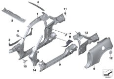 Elementy pojed. szkieletu bocznego (41_2185) dla MINI Coupé R58 Cooper Coupé ECE