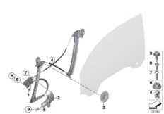 Mechanizm szyby drzwi przednich (51_8735) dla BMW 1' F21 LCI 118i 3-d ECE