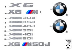 Emblematy / Ciągi napisów (51_6800) dla BMW X6 E71 X6 M SAC ECE