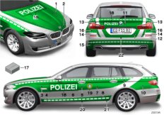Oklejenie dla policji i karetki (51_8601) dla BMW 5' F11 520d Tou ECE
